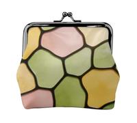 Garden Patch Color Coin Purse-Leather Kiss Lock Wallet Small Clutch