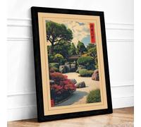 Garden Path at Dayspring Japandi Framed Wall Art Print A1 (84.1×59.4cm) Black, Wall Decor for Living Room, Bedroom, Office & Home, Ready to Hang, Art Gift