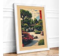 Garden Path at Dayspring Japandi Framed Wall Art Print A3 (42×29.7cm) White, Wall Decor for Living Room, Bedroom, Office & Home, Ready to Hang, Art Gift
