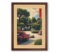 Garden Path at Dayspring Japandi Framed Wall Art Print A4 (29.7×21cm) Walnut, Wall Decor for Living Room, Bedroom, Office & Home, Ready to Hang, Art Gift