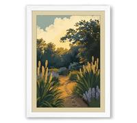 Garden Path at Golden Hour Botanical Framed Wall Art Print A3 (42×29.7cm) White, Wall Decor for Living Room, Bedroom, Office & Home, Ready to Hang, Art Gift