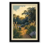 Garden Path at Golden Hour Botanical Framed Wall Art Print A4 (29.7×21cm) Black, Wall Decor for Living Room, Bedroom, Office & Home, Ready to Hang, Art Gift