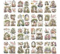 Garden Pathway Rub On Transfers, 16pcs Floral Rub on Transfers for Crafts, UV DTF Transfer Stickers for Furniture Decor, Cottage Core Wall Decals for Wood Glass DIY Crafts