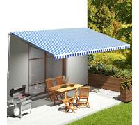 vidaXL Awning Top Sunshade Canvas Blue & White 450x300 cm