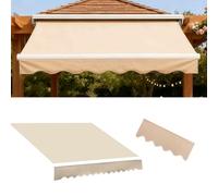Garden Patio Canopy Replacement Fabri6.5x1.5m Khaki Sun Shelter Top Cover with Front Valance for 2m 4m 5m Canopies Outdoor Shade Solution