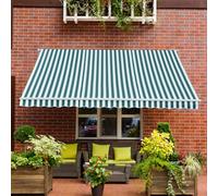 Outsunny Retractable Awning 2.5 x 2m - Green and White, Green