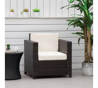 Outsunny Rattan Garden Armchair, Cushioned Single Rattan Chair In Brown