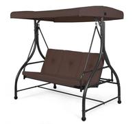 Garden Patio Swing Chair 3 Seater Hammock Bench Convertible Canopy Cushion Seats