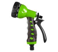 Garden/Patio Watering Hose end Gun with Non Slip Handle & 8 Spray Patterns Universal Connector (Green)