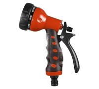 Garden/Patio Watering Hose end Gun with Non Slip Handle & 8 Spray Patterns Universal Connector (Orange)