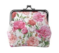 Garden Peony Lightweight Wallet Minimalist Wallet For Daily Commute And Travel Adventures, Black, One Size, Art Deco
