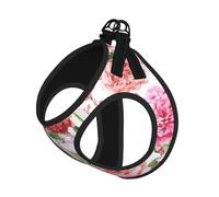 Garden Peony Print Dog Harness Adjustable Walk Puppy Harnesses Leash Clips Pet Harnesses Training Pet Vest