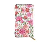 Garden Peony Print Leather Long Clutch Wallet â€“ Fashionable Personalized Wallet, Multiple Card Slots, Gift Ready, Black, One Size