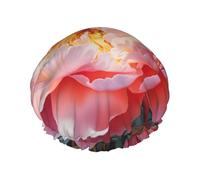 Garden Peony Print Reusable Shower Cap For Women Shower Caps With Double-Layer Elastic For Long Hair Bath