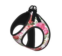 Garden Peony Print Step in Dog Harness and Leash Set,Mesh Pet Vest Harness for Small Dogs and Cats