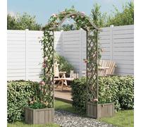 Garden Pergola Arch Grey Solid Firwood with Planters Weatherproofs 175x40x204cm