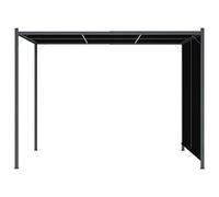 Garden Pergola with Retractable Sliding Roof, 3 x 3 m, Anthracite, Powder-Coated Steel, Weather-Resistant Polyester Fabric, Freestanding, with Ground Anchors for Garden, Patio, Balcony