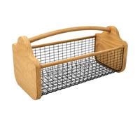 Garden Picking Basket, Wooden Frame Wire Bin with Top Handle, Open-View Organizer for Countertop Produce Display Garden Trug Produce Basket Wood Wire Organizer Counter Fruit Holder Cupboard Bin Tote