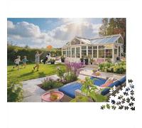 Garden Picnic 1000 Piece Jigsaw Puzzle Recycled Paper Bright Pastoral Puzzles for Elderly Fun And Challenging Family Game Perfect for Holiday Blessings 52x38cm/1000pcs