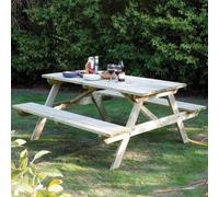 Garden Picnic Table 4ft Rowlinson with Attached Benches Seats 4
