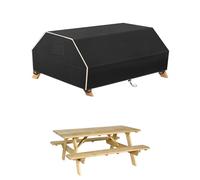 Garden Picnic Table Cover Waterproof, Picnic Bench Covers Polyethylene Fabric Material, Anti-UV, 190 x 162 x 81cm, Black
