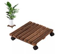 Garden Plant Cart on Wheels Wooden Indoor/Outdoor Planter Stand Rolling Plant Trolley for Pots 50x50CM Perfect for Garden and Home Decor Durable and Stylish.
