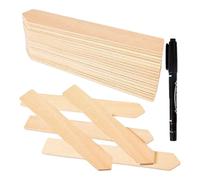 Garden Plant Labels - Pack of 50 Wooden Labels, 15 cm Waterproof Stakes, Durable Marker with Pen Included, for Indoor and Outdoor Use | Identification Sticks for Vegetables