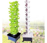 Garden Plant Tower Hydroponics Growing Kit - Vertical Planter for Indoor & Outdoor Use with Water Pump & Smart Timer, 45 Holes for Efficient Plant Growth