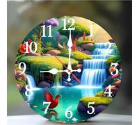 Garden Plant Waterfall Wall Clock, 12Inch Silent Non-Ticking Easy to Read Arabic Numerals clocks, Quartz Battery Operated clock, Modern wall Clocks for Living Room Kitchen Bedroom Bathroom Office