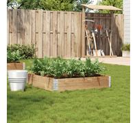 Garden Planter 100x100x21.5 cm Natural Pine Stackable Foldable Raised Bed Galv.