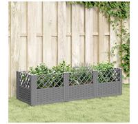Garden Planter 123.5x43.5x43.5cm Light Grey Polypropylene Rattan Look 4-Panel XL