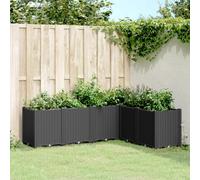 Garden planter 160x120x53cm Black PP rattan-look modular 6-box climbing planters