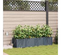 Garden Planter 160x40x37.5cm Light Grey Steel Raised Irrigation Outdoor 4pcSetUK
