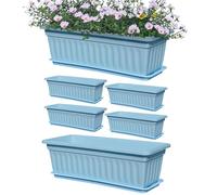 Garden Planter - 17.32 inches Vegetable pots, adjustable plant Window Box, Window resin Flower Box 6 Piece | Lightweight Built-in Drainage Holes Container Pots for Gardening Balcony Backyard Kitchen O