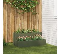 Garden Planter 2-Tier 100x60x45 cm Olive Green Steel Berkfield Home Multi One Size