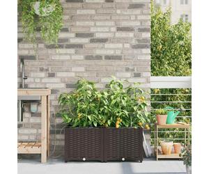Garden Planter 2pc Set Brown Steel 80x40x37.5cm Raised Planter with Irrigation.