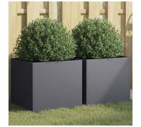 Garden Planter 2pcs Anthracite Galvanised Steel 42x40x39cm Modern Trough Urban