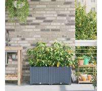 Garden Planter 2pcs Light Grey PP 80x40x37.5cm Outdoor Self-Watering Durable Set