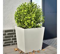 Garden Planter 2pcs White Cold-Rolled Steel 50x50x50cm Cube Raised Modern Patio