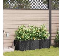 Garden Planter 3pc Black Steel 120x40x37.5cm Outdoor Self-Watering Strong Trough