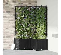 Garden Planter 3pcs Black Plastic with Trellis 80 x 80 x 143 cm Outdoor Durable