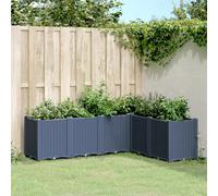 Garden Planter 6-Module Blue Grey PP Rattan Look 160x120x53cm Outdoor Modular 6x