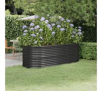Garden Planter Anthracite Powder-Coated Steel 224x80x68 cm Oval Raised Bed Large