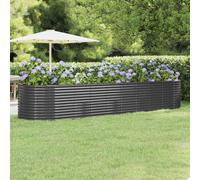 Garden Planter Anthracite Powder-Coated Steel 396x100x68 cm Raised Bed Outdoor