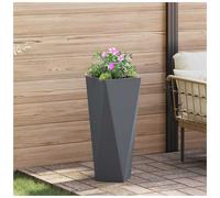 Garden Planter Anthracite Steel 30x30x75cm Tall Corrugated Outdoor Rectangular.