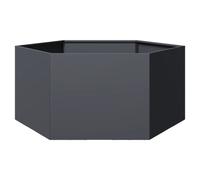 vidaXL Anthracite Hexagon Steel Garden Planter - Outdoor Open-Bottom Raised Flower Pot 104 x 90 x 45 cm