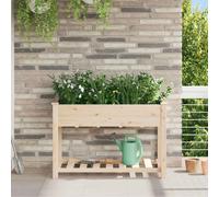 Garden Planter with Shelf Beige Solid Fir Wood Outdoor Terrace Wooden vidaXL