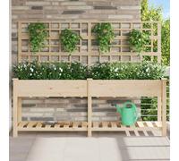 Garden Planter with Shelf Beige Solid Fir Wood Outdoor Rectangular Box vidaXL