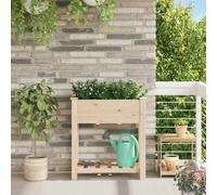 Garden Planter with Shelf Beige Solid Fir Wood Outdoor Terrace Wooden vidaXL