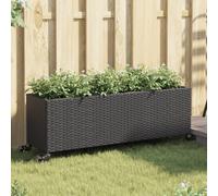Garden Planter Black PE Rattan with Steel Frame 107x32x38cm Decorative Box +3pcs